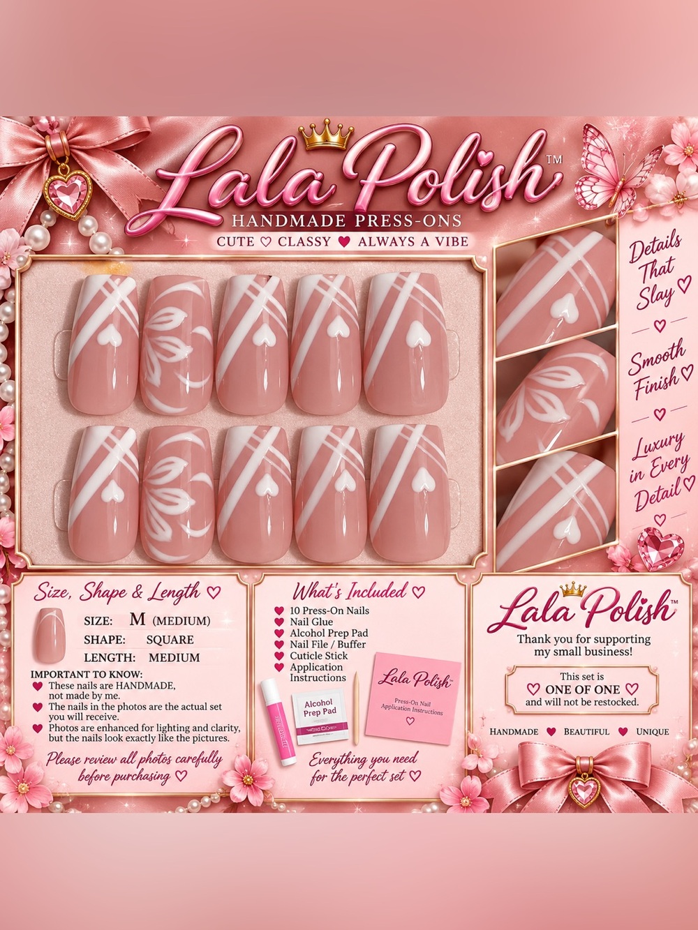 #17 Pink Press-On Nail Set - Medium Square